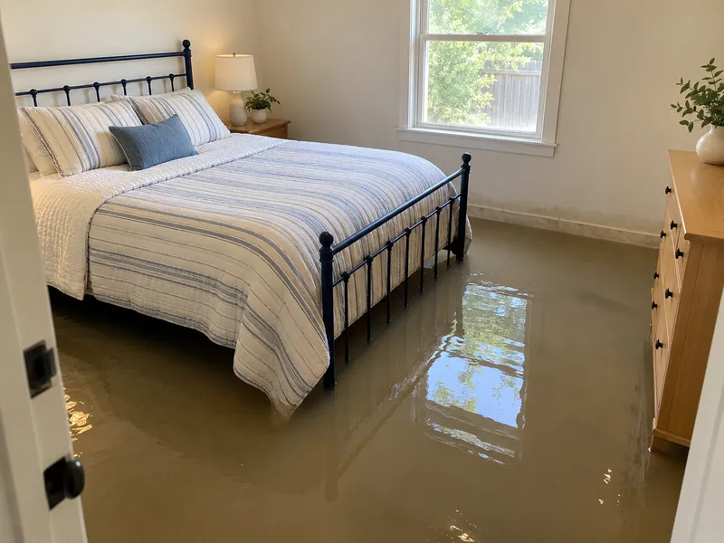 Water Extraction Near Cedar Ridge Park — standing water with partly submerged furniture feet