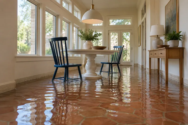 Water Extraction Near Meadowcrest Park — standing water with partly submerged furniture feet